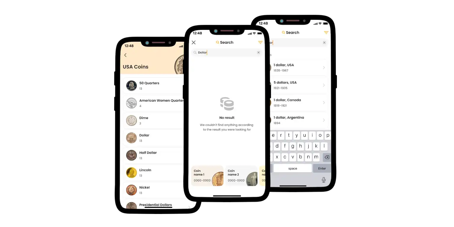 The Coin ID Scanner app functions and interface.